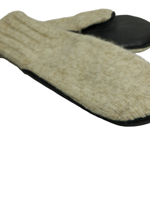 Fäustlinge mit Leder aus Innviertler Strickwolle Gr.: 6 bis 9